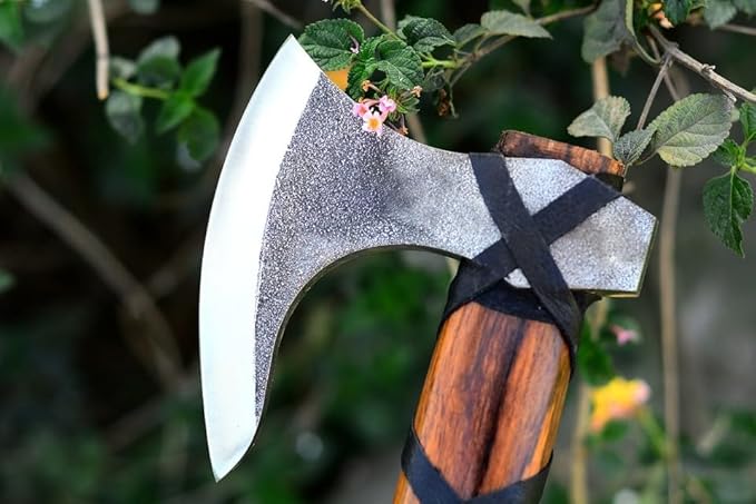 Custom Handmade Carbon Steel Blade Ragnar Viking Axe Tomahawk with Leather Sheath (RAG-01)