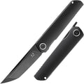 Miki Pocket Samurai Folding Knife G10 Handle Tanto w/ D2 Plain Blade Outdoor Camping Hiking Knife Fishing And Everyday Carry nique Tool Gift for EDC Men Women (Black-B)