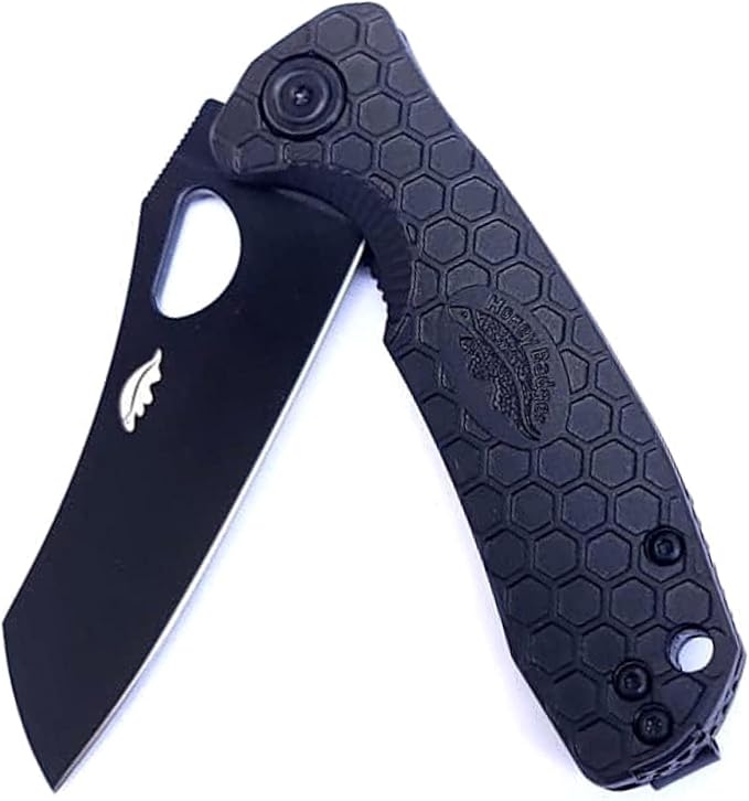 HB1355 Honey Badger Pocket Knife Folding Knife for EDC Wharncleaver Outdoor Tactical Survival Camping Small Black Wharncleaver No Choil 8Cr13Mov Black DLC