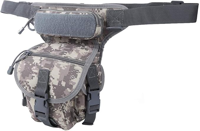 Weatherproof Reporter Pouch Leg Bag | 900D Oxford Cloth Drop Leg Bag for Photography/Travel/Outdoor | Tear &amp Sturdy with Quick Access Pockets (ACU (spot) One Size)