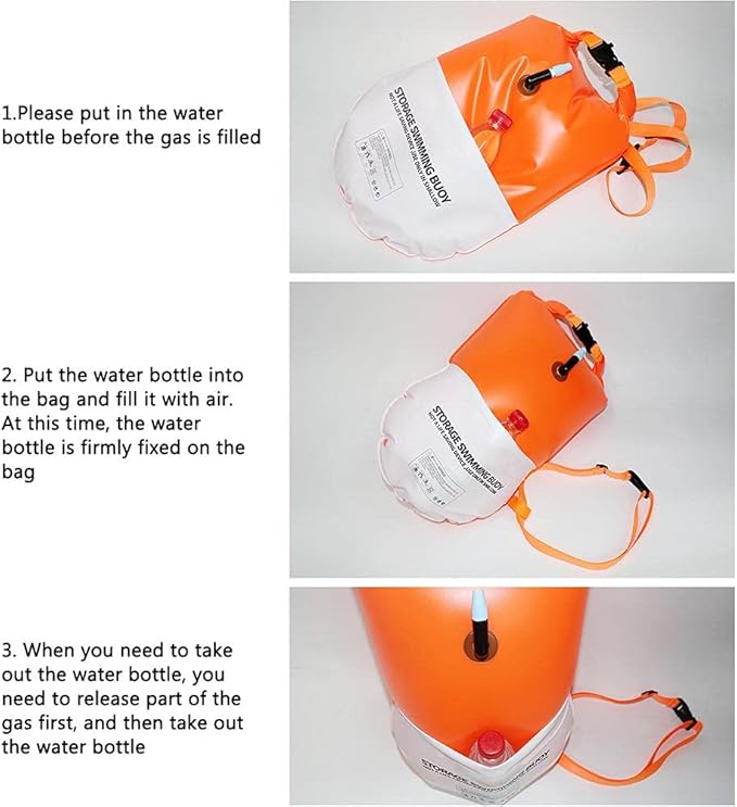 Alomejor 20L Swim Buoy Tow Float Bag Inflatable Swim Bubble with Dry Storage Space for Swimmers and Triathlon