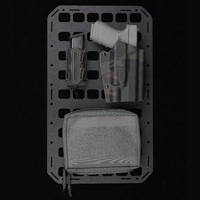 Portable MOLLE Panel Organizer Rigid Insert Backpackwith QLS Adapter Base(3 Types) for Tactical IFAK Pouch Gun Holster Holder Mount (8x12.5)