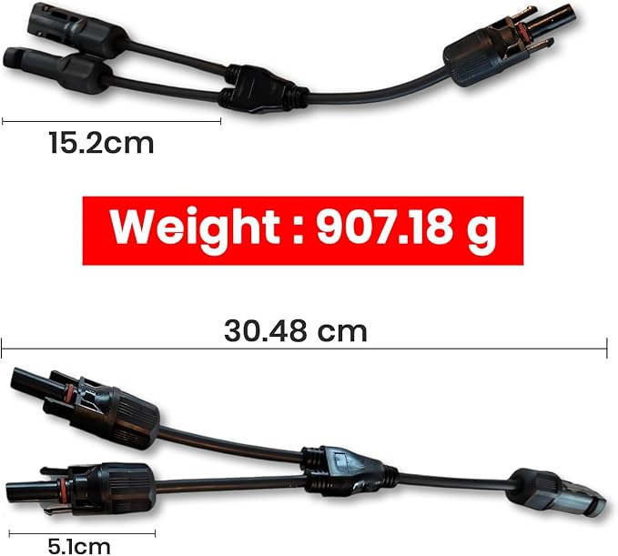 10 Piece PV Y Branch Solar Panel Connector Kit | Compatible with 10 AWG Solar Cable 30 Amp 1000V DC IP67 Waterproof | PV Spanner Tools Included