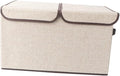 Alipis Cotton Linen Storage Box with Double Lids Large Foldable Organizer for Wardrobe Versatile Storage Bin for Clothes and Toys Home Décor Solution