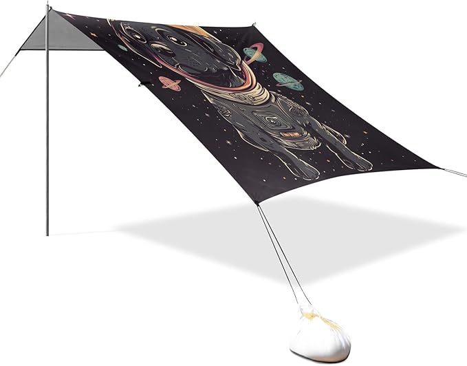 ALAZA Funny and Cute Space Labrador Beach Tent Sun Shelter Portable Canopy Sunshade for Outdoor Camping Picnics Backyard Fun 10x9 ft