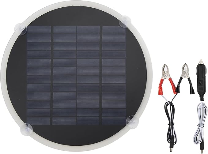 Cryfokt Round Solar Cell Panel 12V Portable Round Solar Panel with High Output Efficiency and 20W for Ignition