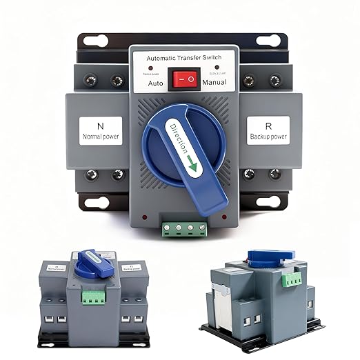 63A 110V Dual Power Automatic Transfer Switch Manual Transfer Switch 50/60Hz Din Rail Mounted Mini ATS 2/3/4P 63/32A for Hone Generator and Backup Power RV (2P 63A)