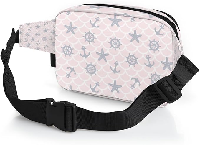 Sketch Starfish Scales Waterproof Fanny Pack for Women Men Adjustable Waist Bag with Double Zipper Pockets Lightweight Square Hip Pack for Running Travel Hiking Workout Cycling