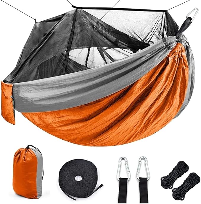 Outdoor Mosquito Net Camping Hammock 1-2 Person Parachute Picnic Hammock Portable Hanging Sleeping Hammock Swing Hammock (Color : Yellow)