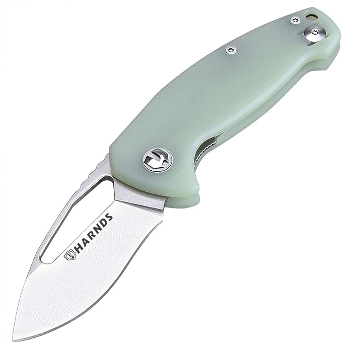 Harnds Seal CK6120 Folding Knife with Aus-8 Steel Blade Pocket Knife with G10 Handle Pocketclip (Transparent cyan)