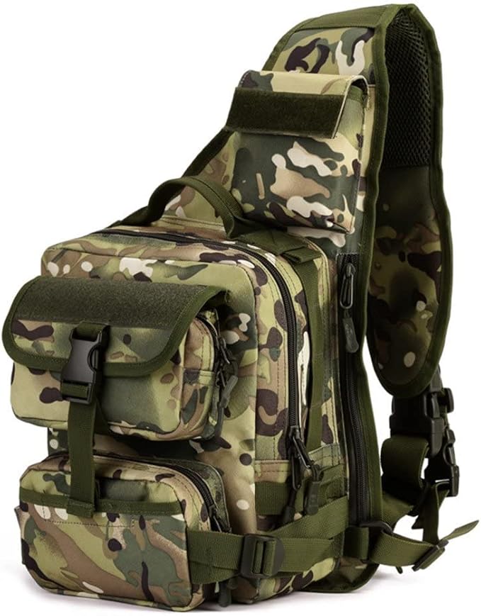 UNISTRENGH Men's Tactical Sling Bag Sling Backpack Military Shoulder Bag MOLLE Assault Range Bag for Outdoor Camping Hunting (CP #)