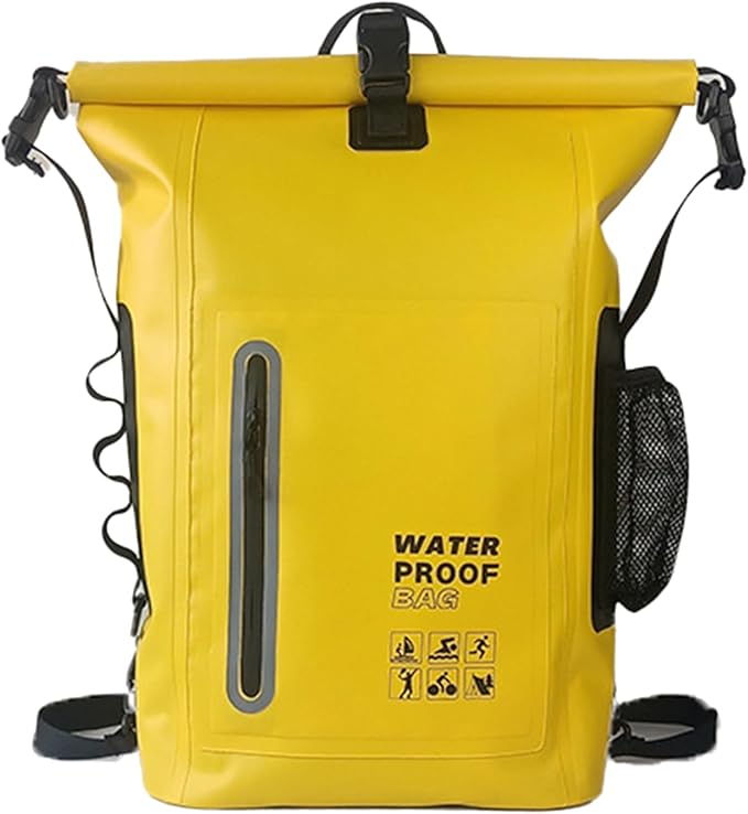 Dry Bags Comfortable Versatile for Outdoor Waterproof Dry Bag - Roll Top Waterproof Backpack Sack Dry Bag for Kayaking Beach Rafting (Yellow)