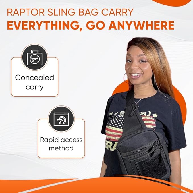 DINOSAURIZED - Raptor Sling Bag – (Left-Handed) Tactical Shoulder Chest Pack for Men and Women Versatile EDC Sling Backpack with Durable Design Perfect for Shooting Hunting and Daily Use.