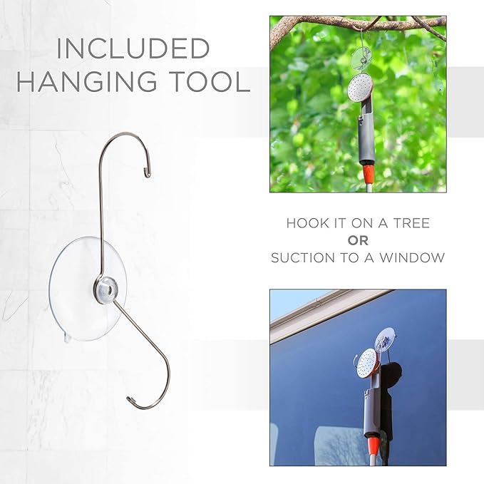 Ivation Portable Camping Shower | Compact Handheld &amp Hands-Free Rechargeable Outdoor Shower Head &amp Cleaning System w/ 3.7V Pump 6-Ft Hose Bidet Head Removable Filter Multiuse Hook &amp US