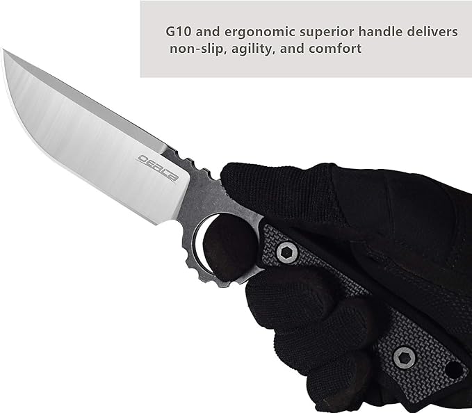 OERLA TAC OLK-032EK Outdoor Knife Fixed Blade Camping Hunting Survival Field Knife 420HC Full Tang Steel Blade with Kydex Sheath and EDC Tactical Belt Clip