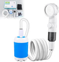 Portable camping shower outdoor camp shower pump multiple spray modes rechargeable suitable for travel hiking pet cleaning car washing