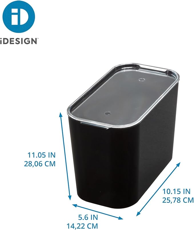 iDesign Tall Inner Storage Bin with Lid Set of 2 The Wallspace Collection Clear Bin