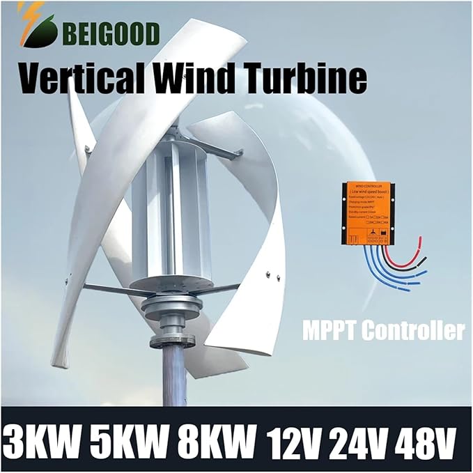 10KW Vertical Axis Wind Turbine Generator for Home Farm &amp RVs - Efficient 12V/24V/48V/96V Power Solution High Performance Renewable Energy for Boats &amp Residences