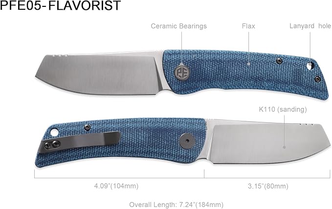 Petrified fish PFE05 Flavorist3.15 K110 Satin Blade 94g Micarta Handle Front Flipper Liner lock Folding knife (Khaki)