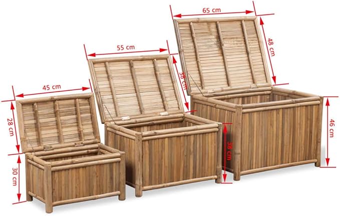 (Priority Delivery) Storage Box with lid for Living RoomBedroomCorridor EntranceStorage Boxes 3 Pieces Bamboo