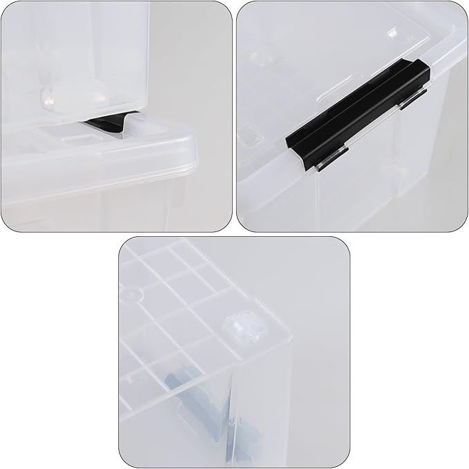 35 Quart Clear Latch Storage Box with Wheels 4-Pack Clear Plastic Storage Boxes with Lids