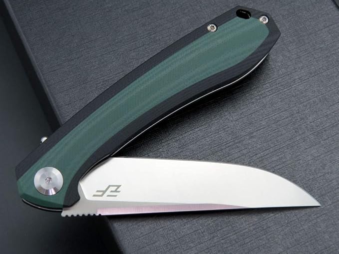 Eafengrow EF947 EDC D2 Folding Knife G10 Handle Ball Bearing Folder with Locking Liner EDC Flipper Knife with Pocket Camping Tactical Hiking Survival Outdoor tool(GREEN)
