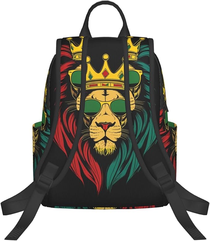 Men Women Bookbag Reggae king Rasta Flag Lion Black Laptop &amp Tablet Backpack for Travel &amp Work