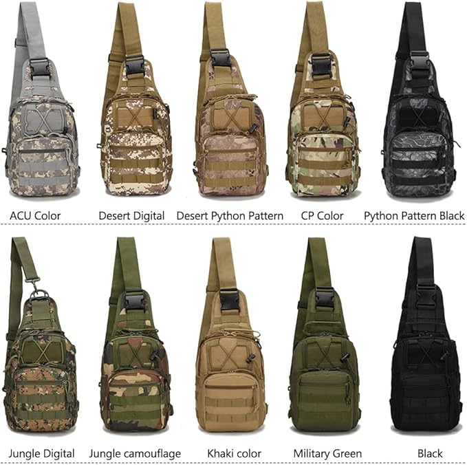 Outdoor Tactical Backpack Tactical Bag Military Sport Small Chest Pack Sling Shoulder Backpack for Every Day Carry (Desert Digital)