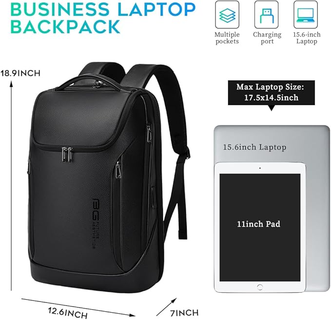 BANGE Business Smart Backpack Waterproof fit 15.6 Inch Laptop Backpack with USB Charging PortTravel Durable Backpack