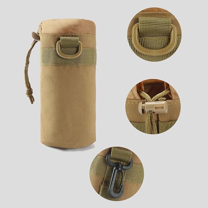 Water Bottle Holder Tactical Water Bottle Pouches Water Bottle Sleeve Bag for Backpack with D-Ring Hook