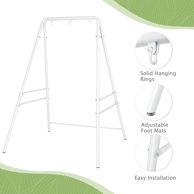 ONCLOUD Hanging Chair Stand Only Heavy-Duty Hammock Chair Stand Hold up to 450 LBS Outdoor Metal Frame Swing Stand for Patio Garden and Backyard (White)