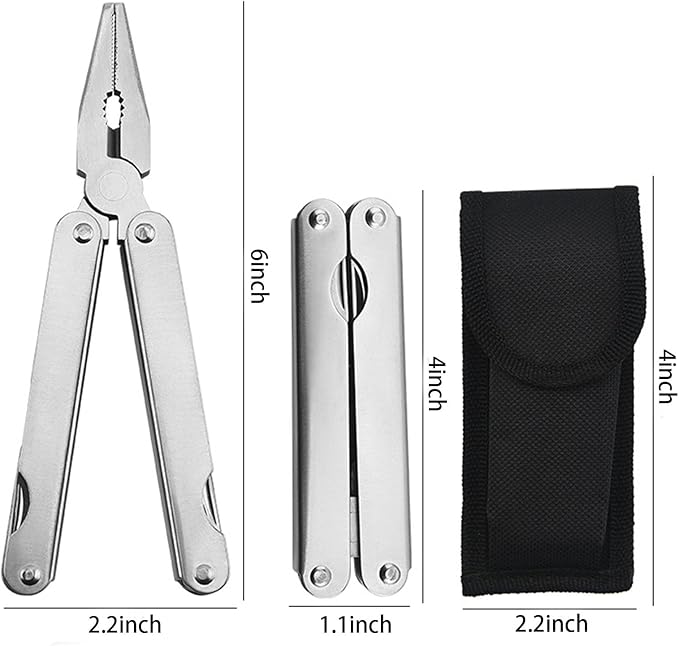 Multi-Tool Pliers 11-in-1 Stainless Steel Pocket Multi-Tool with Durable Sheath for EDC10PACK Bottle Opener Screwdriver with Nylon Sheath Gifts for Men Ideal for Outdoor Sports