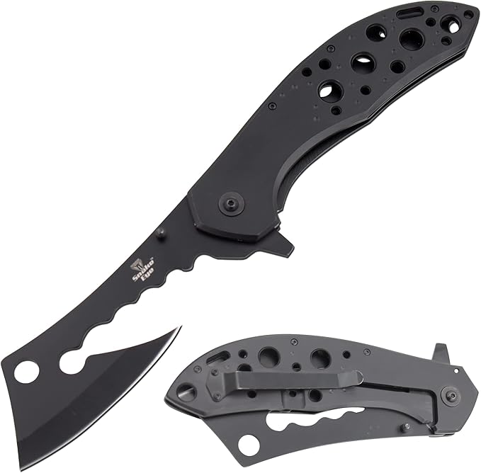 Snake Eye Tactical 12 Jumbo Huge Heavy Duty Ultra Smooth One Hand Opening Folding Pocket Knife Limited Edition Collectors Knife - Ideal for Recreational Work Hiking Camping (Black)
