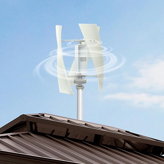 100W Vertical Axis Wind Turbine Generator Permanent Magnet Generator with Intelligent Controller Low Noise Helical Design Windmill for Home Boats Street Lighting (12V100WStyle 3 White)