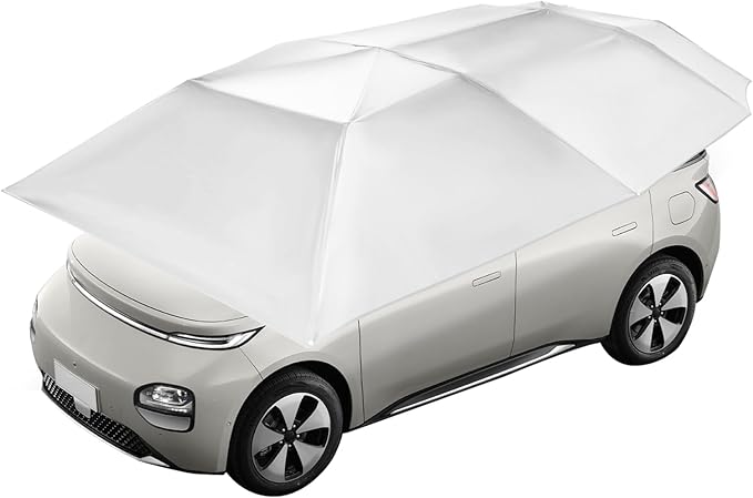 Semi-Automatic Car Tent 13.78x7.2ft Portable Car Sun Shelter with Hydraulic System for Sedan Foldable Car Awning with Carrying Bag for Vehicles Roof Protection (Silver Gray 4.2m)
