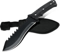11.4 Fixed Blade Outdoor Knife with 9CR13MOV Stainless Steel - Rugged Utility Knife with Sawtooth Spine &amp V-Shaped Edge - Non-Slip ABS Handle with Lanyard Hole - Durable Nylon Sheath for Camping