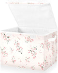 ALAZA Light Pink Small Floral 5 Storage Bins Organizer Box Baskets Lidded Clothes for Shelves Closet Collapsible Stackable Storage Cubes Handles
