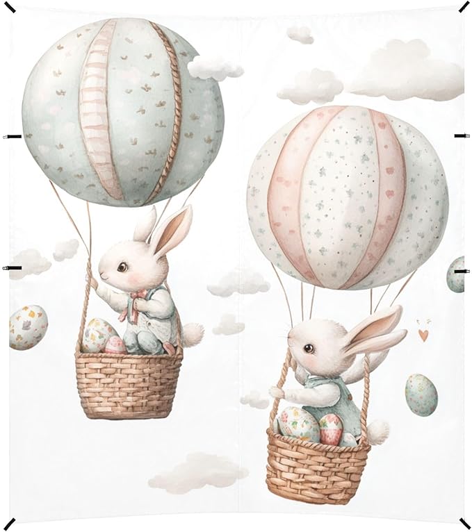 ALAZA Easter Bunnies Baskets Easter Eggs Hot Air Balloons Beach Tent Sun Shelter Portable Canopy Sunshade for Outdoor Camping Picnics Backyard Fun 10x9 ft