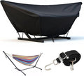 Outdoor Hammock Cover with Zip and Elastic Ropes Heavy Duty 420d Hammock Covers with Adjustable Buckle for Outdoor Universal Hammocks Waterproof Windproof (9-10FTBlack)