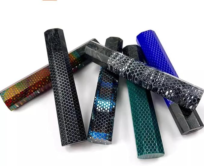 1PC Japanese Octagonal Honeycomb Knife Handle Blank DIY Replacement in Blue Fits for Home Kitchen Chef