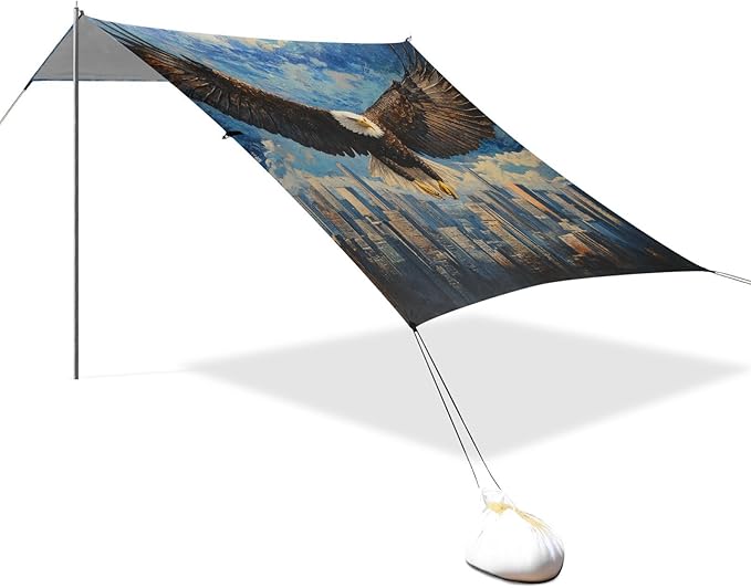 ALAZA Eagles Spread Out Wings Above The Skyline Beach Tent Sun Shelter Portable Canopy Sunshade for Outdoor Camping Picnics Backyard Fun 10x9 ft