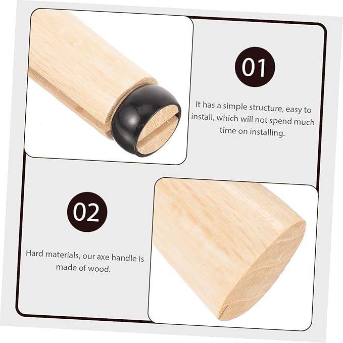 Hemoton 2-Pack Ergonomic Wooden Axe Handle Replacement for Outdoor Use Sturdy Hardwood Grip Compatible Hatchets and Axes