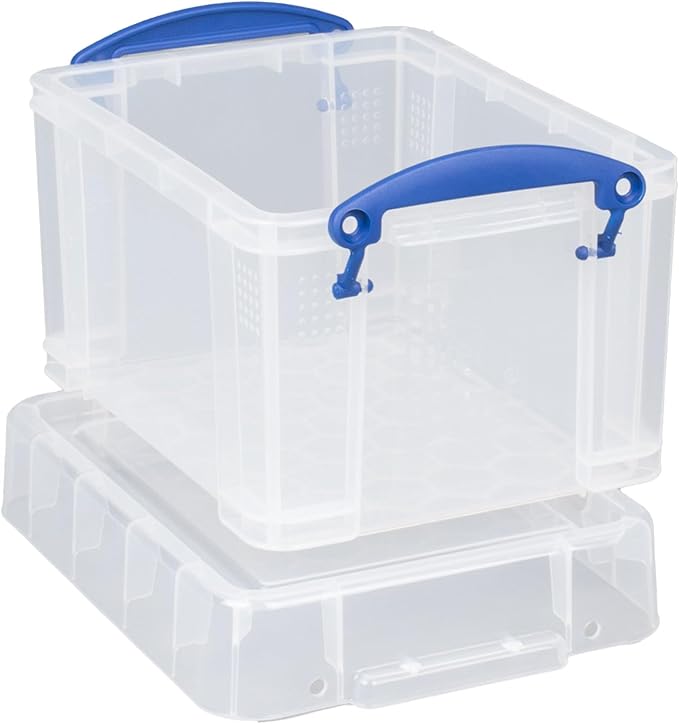 Really Useful Box 4 Pack Storage Bins Clear Plastic Stackable Organizing Totes 3 Liter