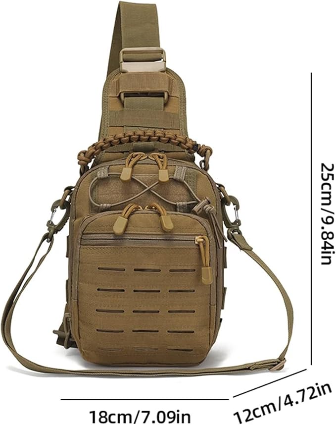 Genérico Compatible For Tactical Men's Chest Bag Outdoor Climbing Hunting Systerm Hook and Loop Hiking Trekking Backpacks(Khaki)
