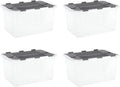 Superio Storage Bins with Lids Clear Plastic Containers for Organizing Stackable Totes BPA Free Odor Free Organizer Boxes for Home and Dorm 35 Quart (4 Pack 20.25x14x10.5)