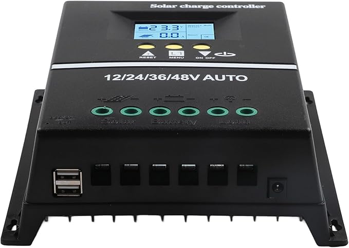 200A MPPT Solar Charge Controller with LCD Display Battery Regulator for 12V 24V 36V 48V System Dual USB Ports Aluminum Heat Sink