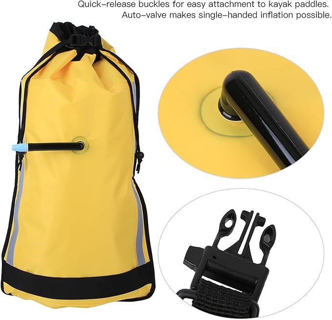 72.5x38cm/28.5x15in Floating Waterproof Dry Bag Nylon Rescue Inflatable Paddle Float Floating Bag Roll Top Sack Keeps Gear Dry