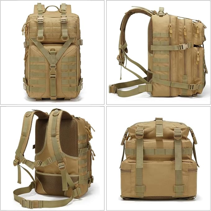 45L Military Tactical Backpack Large Men Army 3 Day Assault Rucksack Molle Bag Daypack (CP)