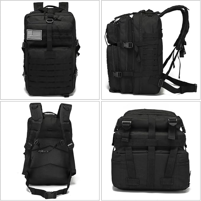 Military Tactical Backpack Large Army 3 Day Assault Pack Molle Bag Backpacks (Black)
