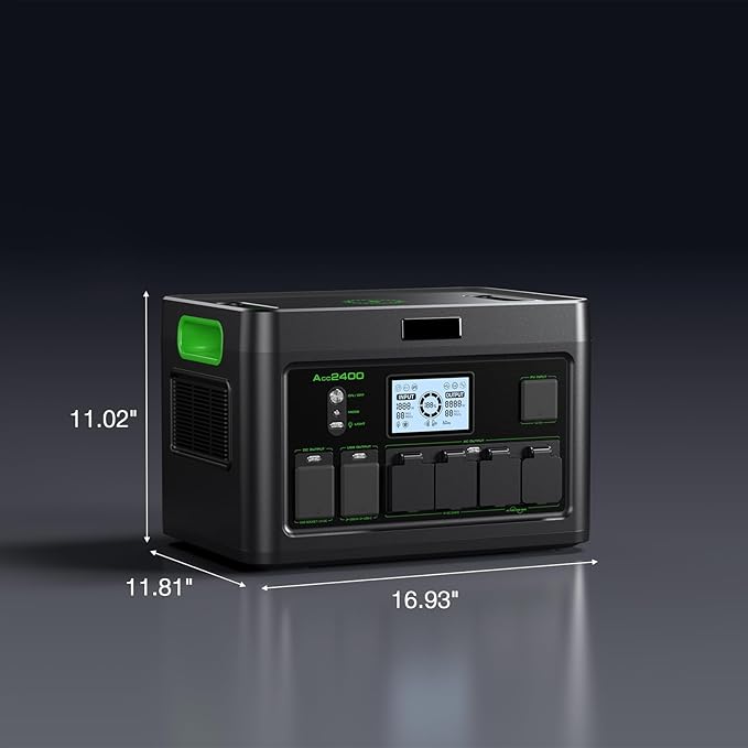 Solar Generator 2400W Portable Power Station with 2x100W Solar Panel (Ship Separately)1843Wh LiFePO4 Battery Backup4 AC Outlets Up to 2400W for OutdoorOff-Grid LivingRV TripHome Emergency